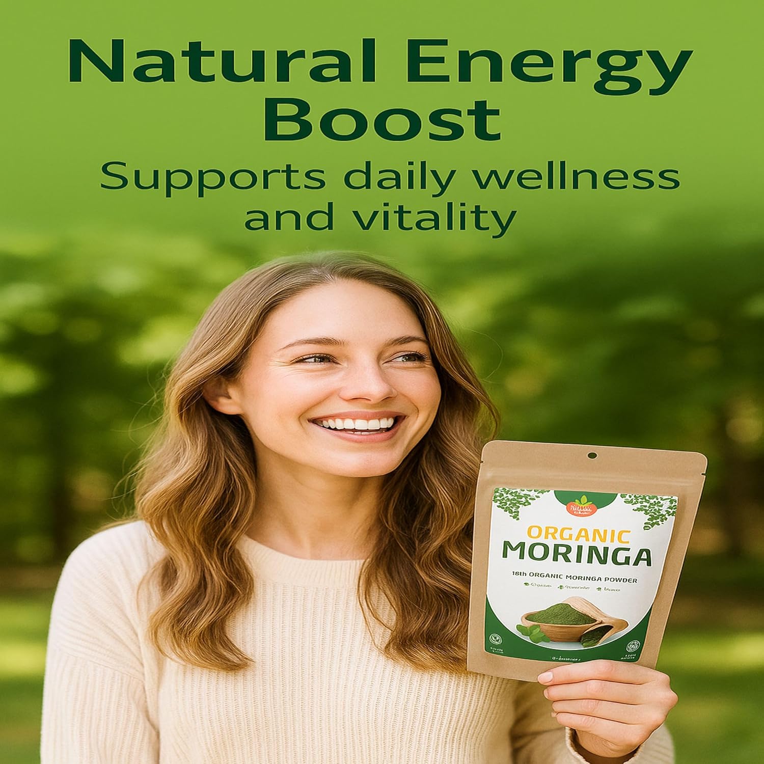 Organic Moringa Leaf Powder – USDA Certified Green Superfood | Natural Energy & Immune Support – Vegan, Non-GMO, Gluten-Free – Pure Raw Moringa for Smoothies, Teas, Cooking – 8oz Resealable Pouch - Image 5
