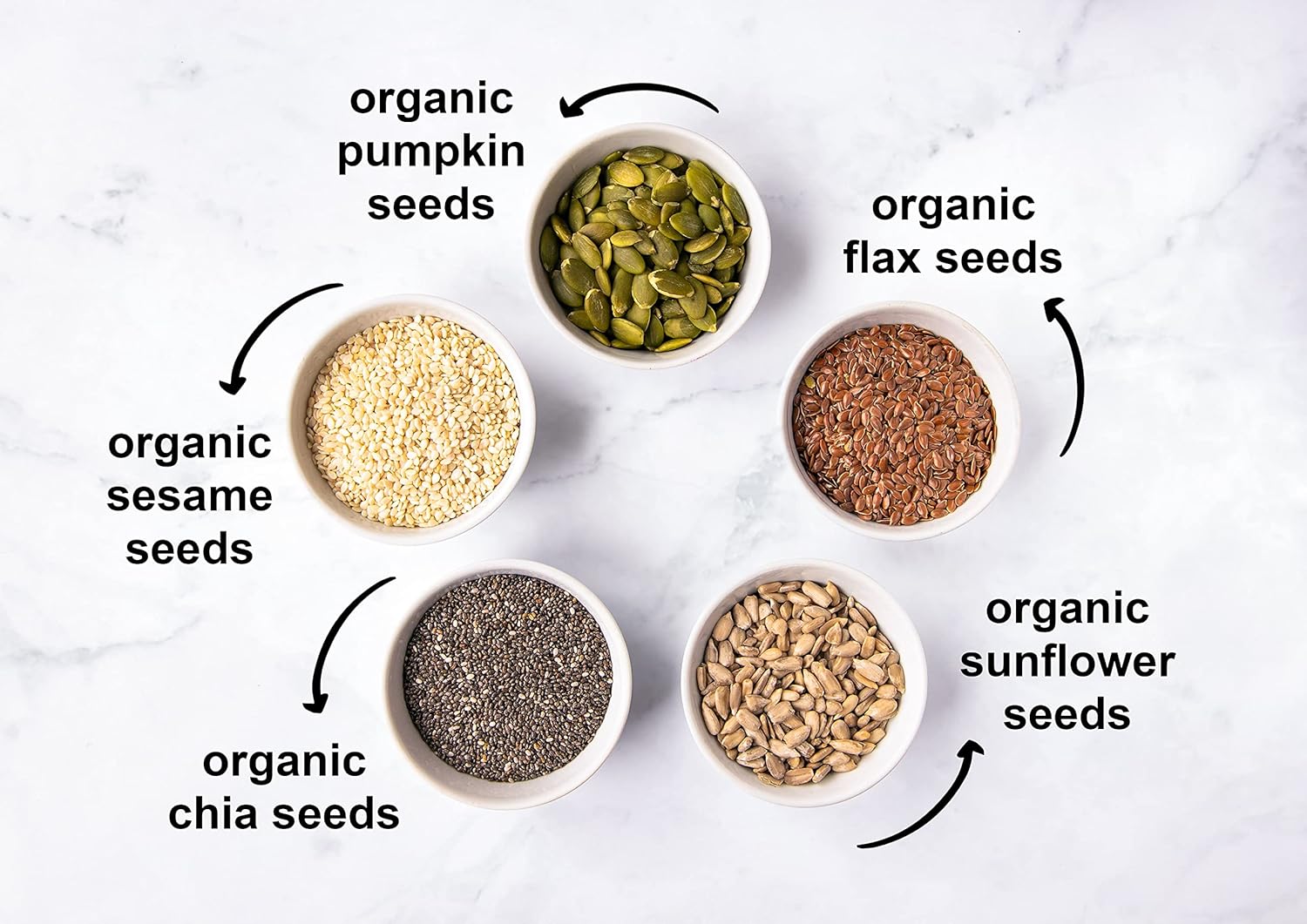 Food to Live Organic Super 5 Seeds Mix, 12 Ounces – A Non-GMO Blend of Flax Seeds, Sesame Seeds, Sunflower Kernels, Pumpkin Kernels, and Chia Seeds, Vegan, Kosher, Bulk. Great for Smoothies & Salads - Image 4