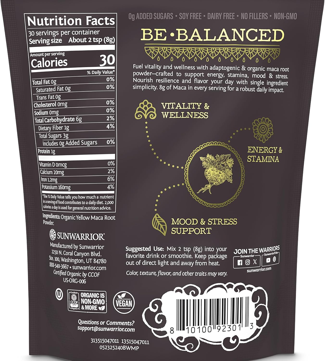Organic Maca Root Powder Yellow 8 Grams of Adaptogenic Organic Superfood per Serving Supports Energy, Stamina, Mood & Balance Peruvian Maca Powder for Vitality & Wellness Non-GMO Vegan 30 Servings - Image 2