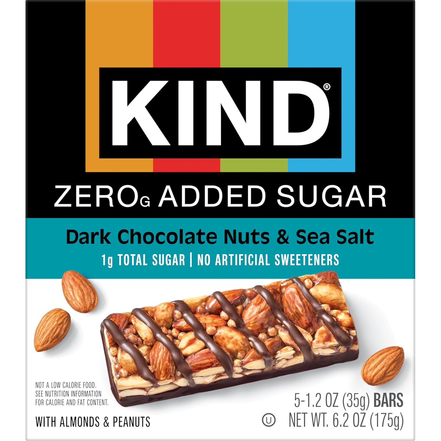 Kind Zero Added Sugar Healthy Snacks Bars, Dark Chocolate Nuts & Sea Salt, Gluten Free, High Fiber, Keto Snacks, 5g Protein, 5 Count - Image 5