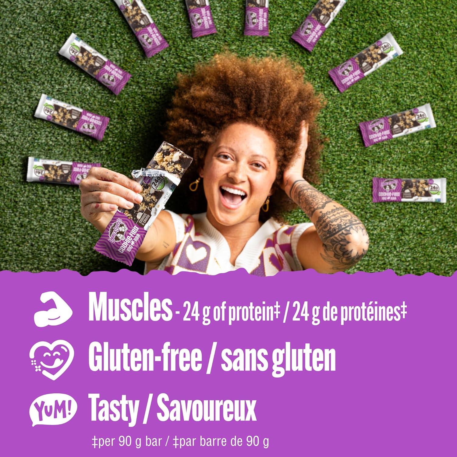 Lenny & Larry's Cookie-fied BIG BAR – Cookies and Creme Vegan Protein Bars 12x90g – Healthy Snacks, 24g Plant Protein & 10g Prebiotic Fiber – Gluten-Free Power Bar & Vegan - Image 7