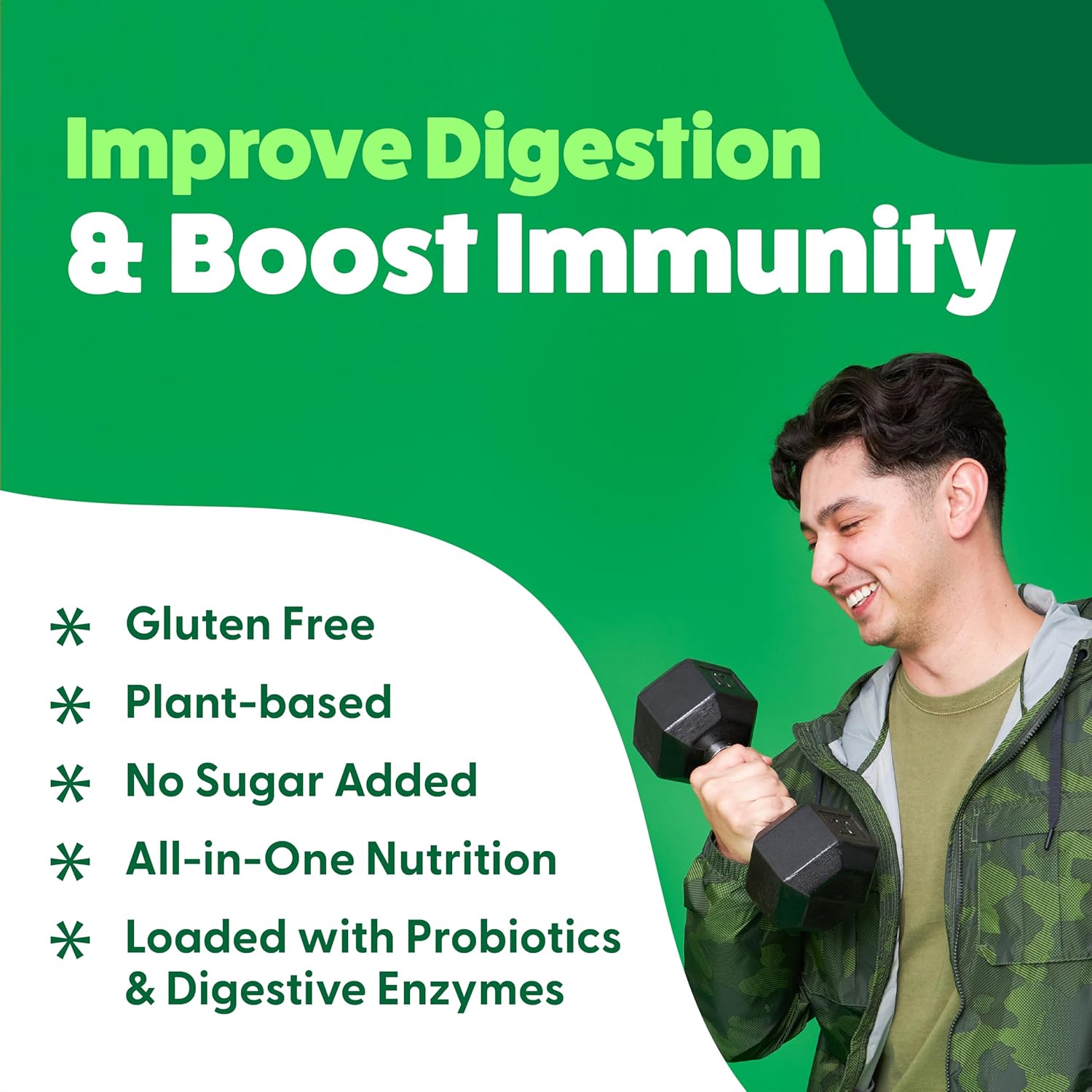 Feel Great Organic Superfood Greens Powder - Cocoa Chocolate | Fruit & Vegetable Supplement | Over 20 Greens, Fruits & Veggies, Fiber, Probiotics & Digestive Enzymes | 30 Servings - Image 5