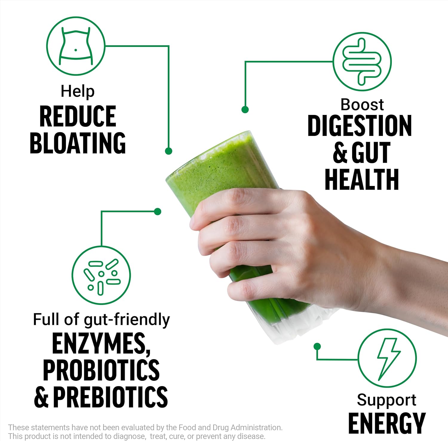 Force Factor Smarter Greens Daily Wellness Powder, Greens Superfood Powder to Support Gut Health, Bloating & Digestion, with 40+ Superfoods, 125 Million CFUs of Probiotics, Citrus Flavor, 30 Servings - Image 2