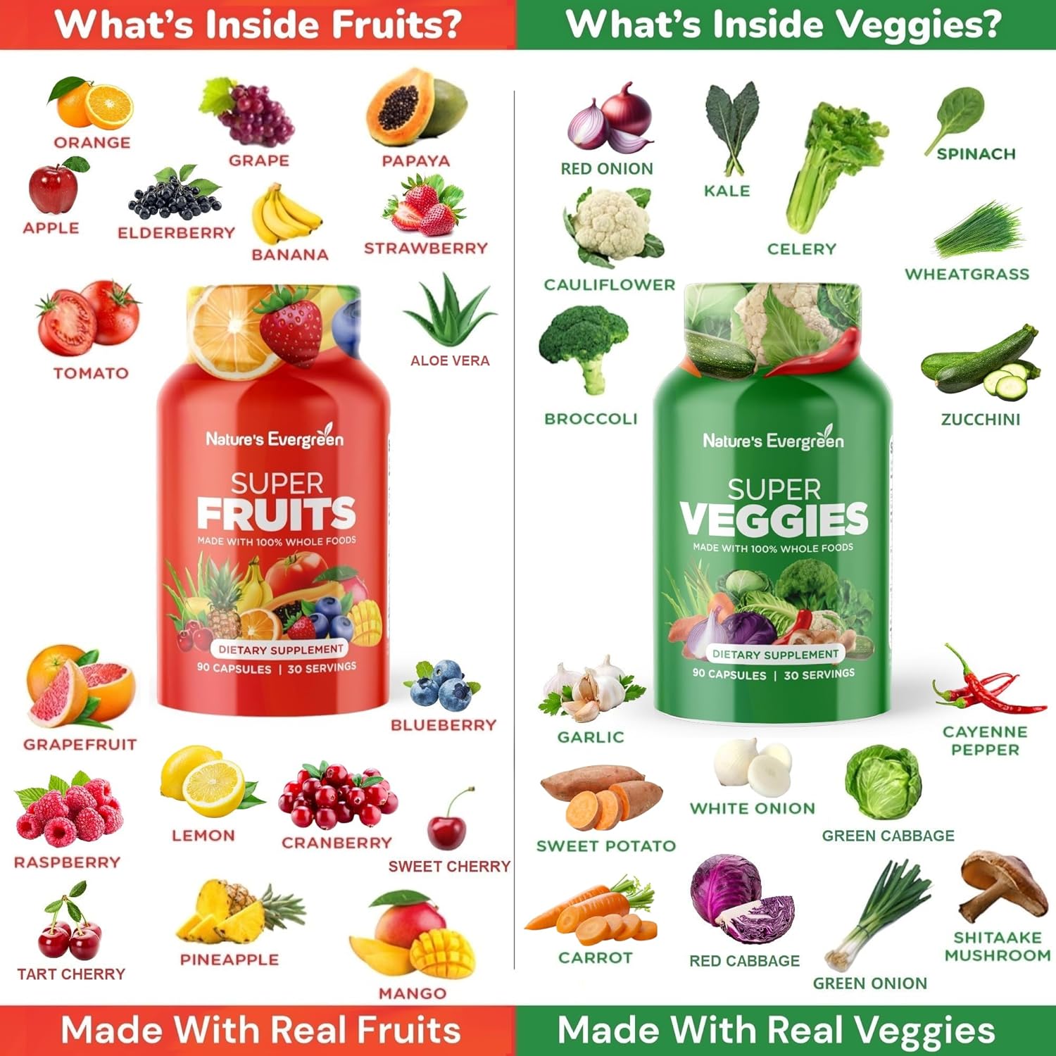 Fruits and Veggies Supplement - Nature Fruits and Vegetables Supplements - Vegan, Non GMO, Soy Free, Superfood Vitamins & Minerals Nutritional Balance - (Total 180 Capsules - Pack of 2) Made in USA - Image 4