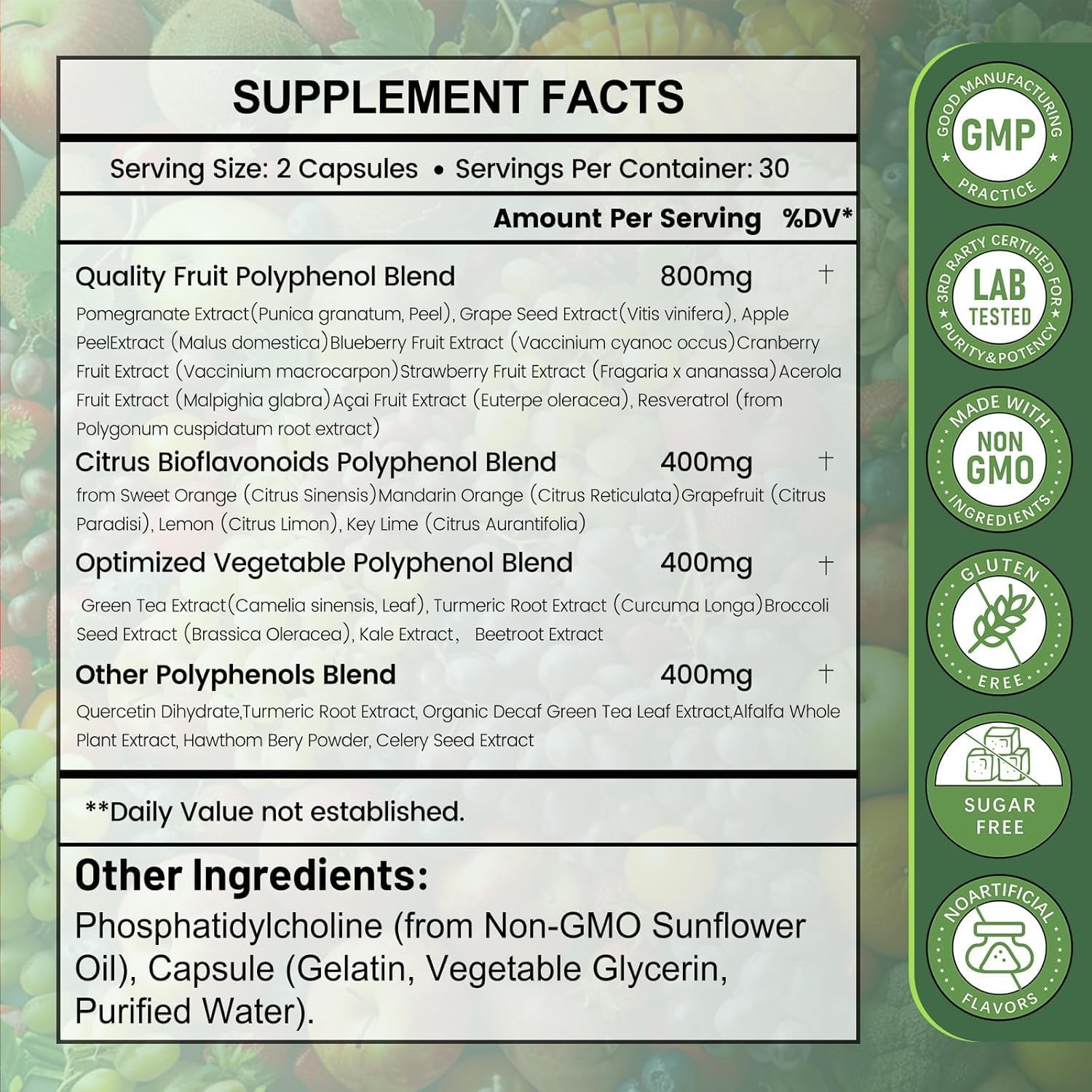 inGreens 25-in-1 Polyphenols Supplement, 2000MG Powerful Antioxidants & Polyphenol for Age Defense, Polyphenol Superfood, Quercetin, Resveratrol, Plant-Based & Energy, Immune Support, 120 Capsules - Image 3