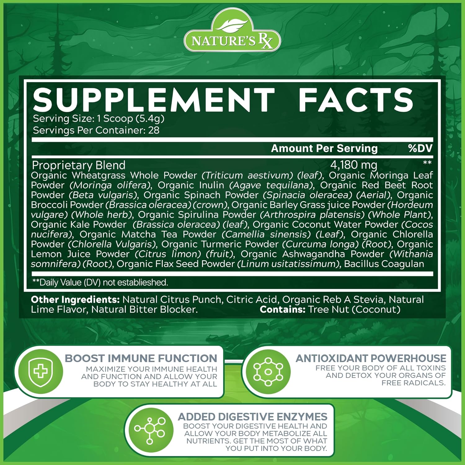 Nature's RX | #1 RATED Greens & Reds Superfood | Strengthen Immune System, Reduce Bloating | 17 Powerful Ingredients | 100% Naturally Sourced & 3rd Party Tested Ingredients - 28 Servings - Image 2