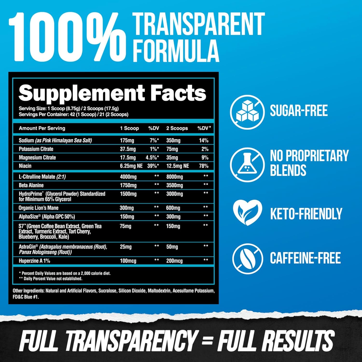 ALPHA LION Superhuman Pump Pre Workout Powder, Nootropic Caffeine & Stim Free Preworkout Supplement, Nitric Oxide Booster, Muscle Gainer, Energy & Focus (42 Servings, Blueberry Steel Flavor) - Image 5