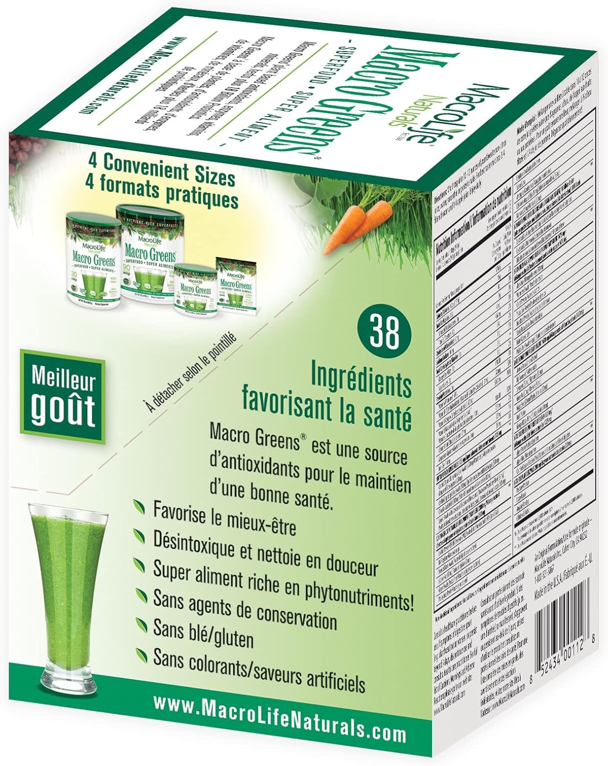 Macro Greens Superfood Powder – 38 Superfoods with Probiotics, Digestive Enzymes & Adaptogens | Non GMO, Vegan, Gluten Free | 18B CFU | Packets (12 Servings) - Image 9