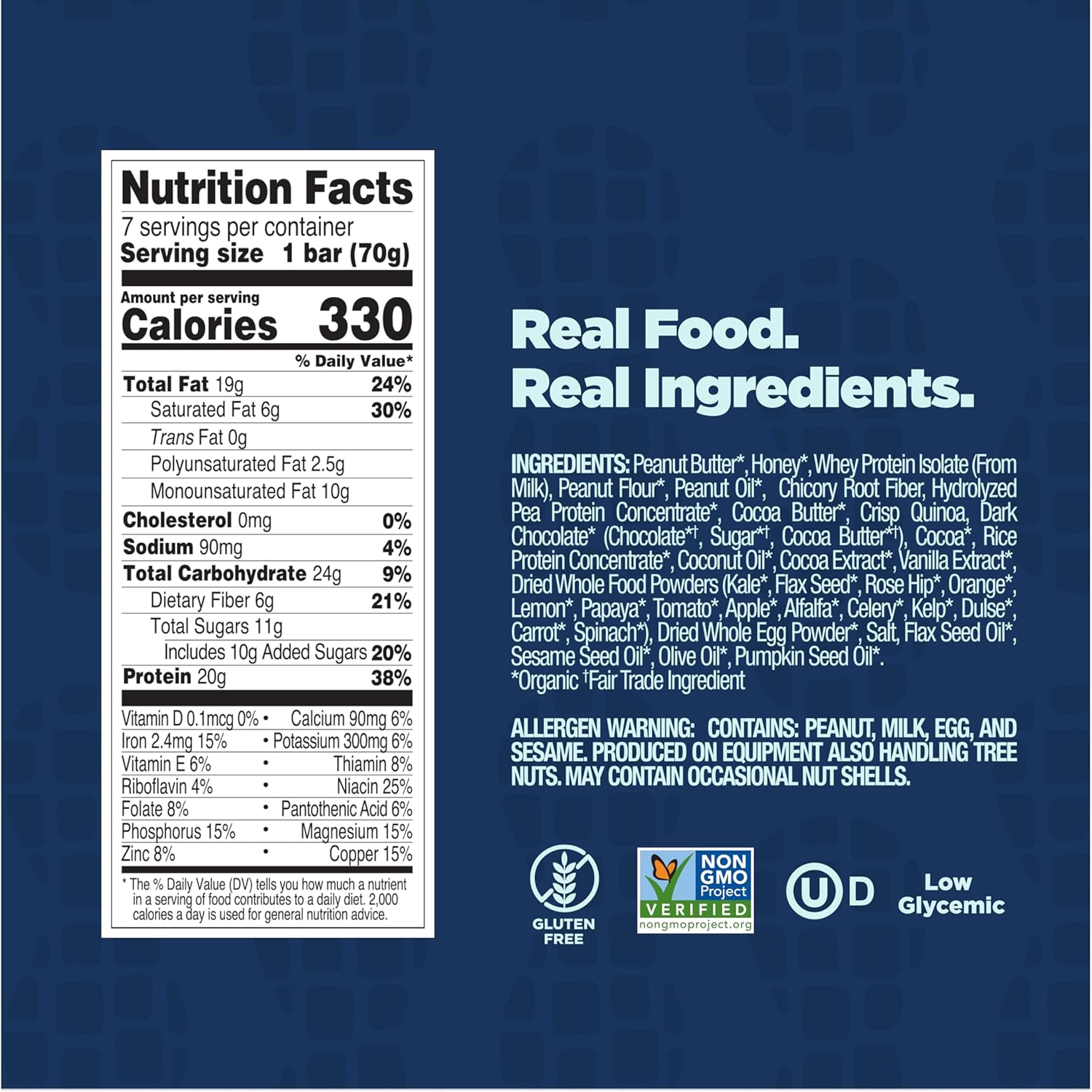 Perfect Bar Protein + Prebiotics Chocolate Peanut Butter Protein Bar, 20g Protein, Grass-Fed Whey, 6g Fiber With 3g Prebiotics, Gluten-Free, Non-GMO, 2.4 Ounce Bar, 7 Count - Image 2