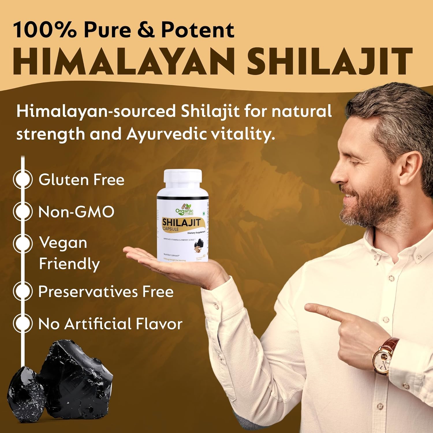 Natural Fiber Supplement for Digestive Health & Regularity | Plant-Based, Non-GMO, Gluten-Free (Shilajit 60 Capsules) - Image 8
