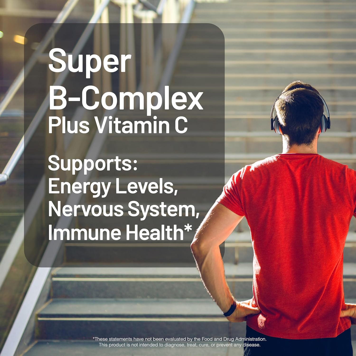 NatureWise Super Vitamin B Complex for Women and Men - with Vitamin C, Folic Acid Biotin B1 B2 B3 B6 B12 - Support Cellular Energy & Mental Clarity - Vegan, Gluten & Dairy Free, Non-GMO - 60 Tablets - Image 2