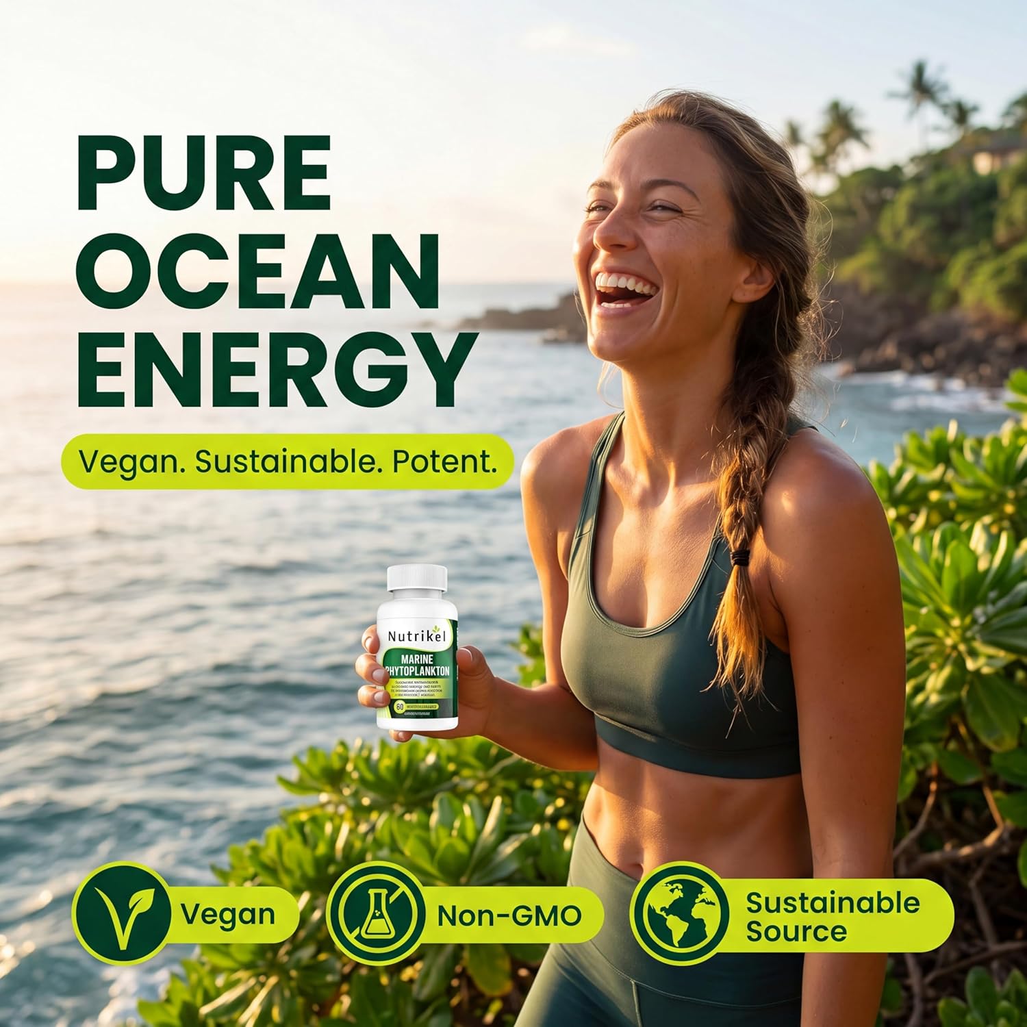 Marine Phytoplankton Omega 3 Supplement – Plant-Based Algae Capsules for Energy, Focus & Cellular Support – Vegan Superfood for Brain, Heart & Skin Health – 1,000mg – 60 Vegan Capsules - Image 3