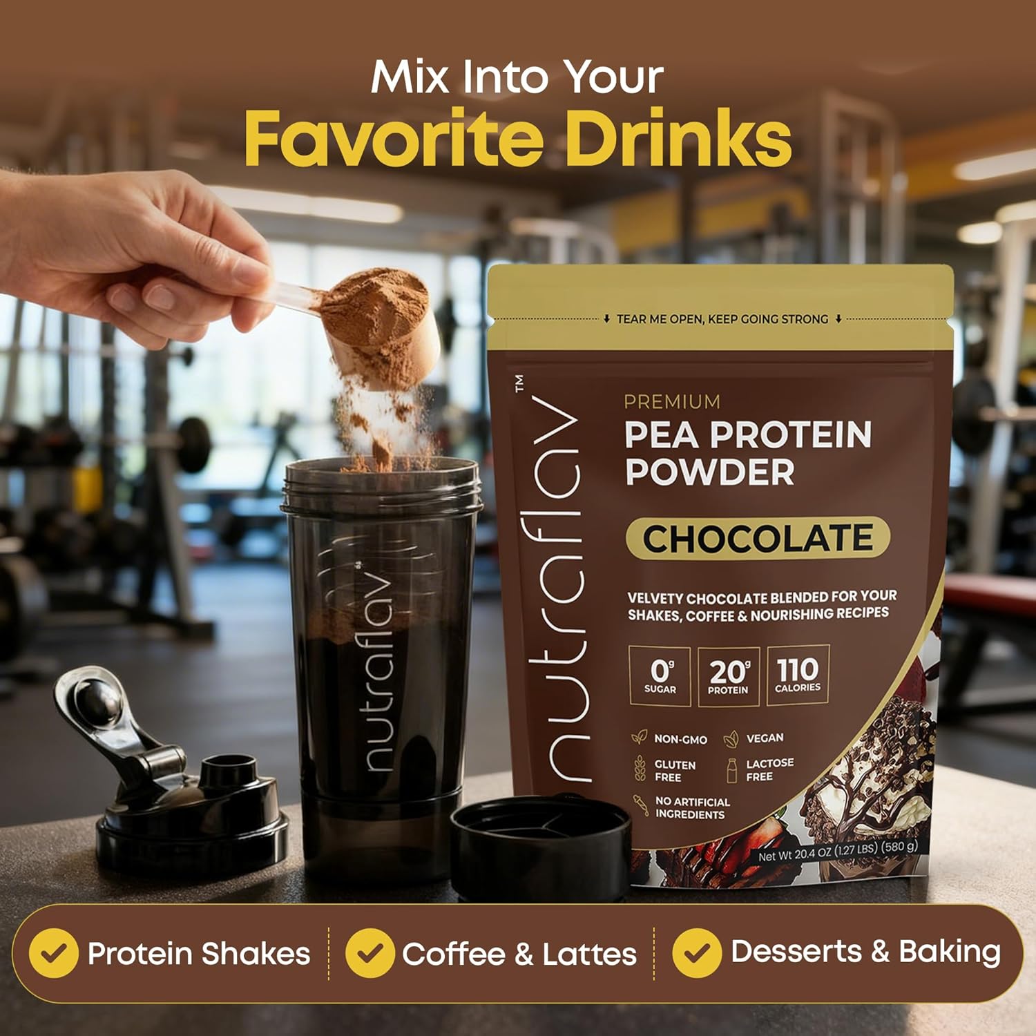 Vegan Chocolate Protein Powder - Plant Based Pea Protein Powder - 20g Protein Per Serving with 5 Ingredients - Iron-Rich, Easy to Digest - No Added Sugar - Great for Shakes & Smoothies - 20 Servings - Image 8