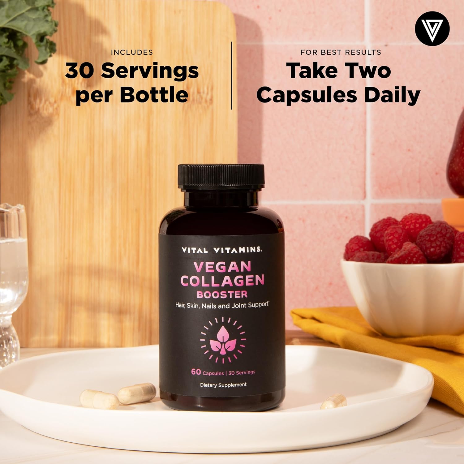 Vital Vitamins Vegan Collagen Booster - with Silica and Hyaluronic Acid - Plant-Based Collagen Supplements - Supports Hair, Skin, Nails & Joints - 60 Capsules - Image 7