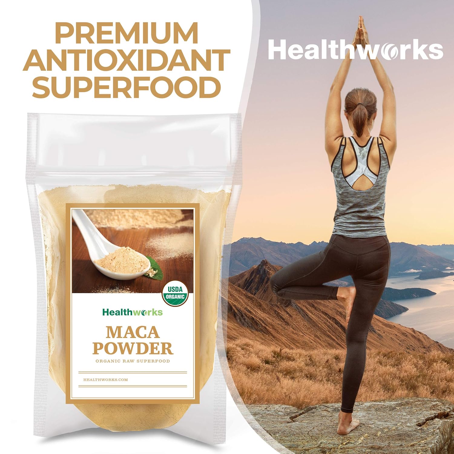 Healthworks Superfoods Organic Maca Powder Raw - 32 Oz / 2 Lbs - Certified Organic Flour Use - Keto, Vegan & Non-GMO - Premium Peruvian Origin - Breakfast, Smoothies, Baking & Coffee - Antioxidant - Image 5