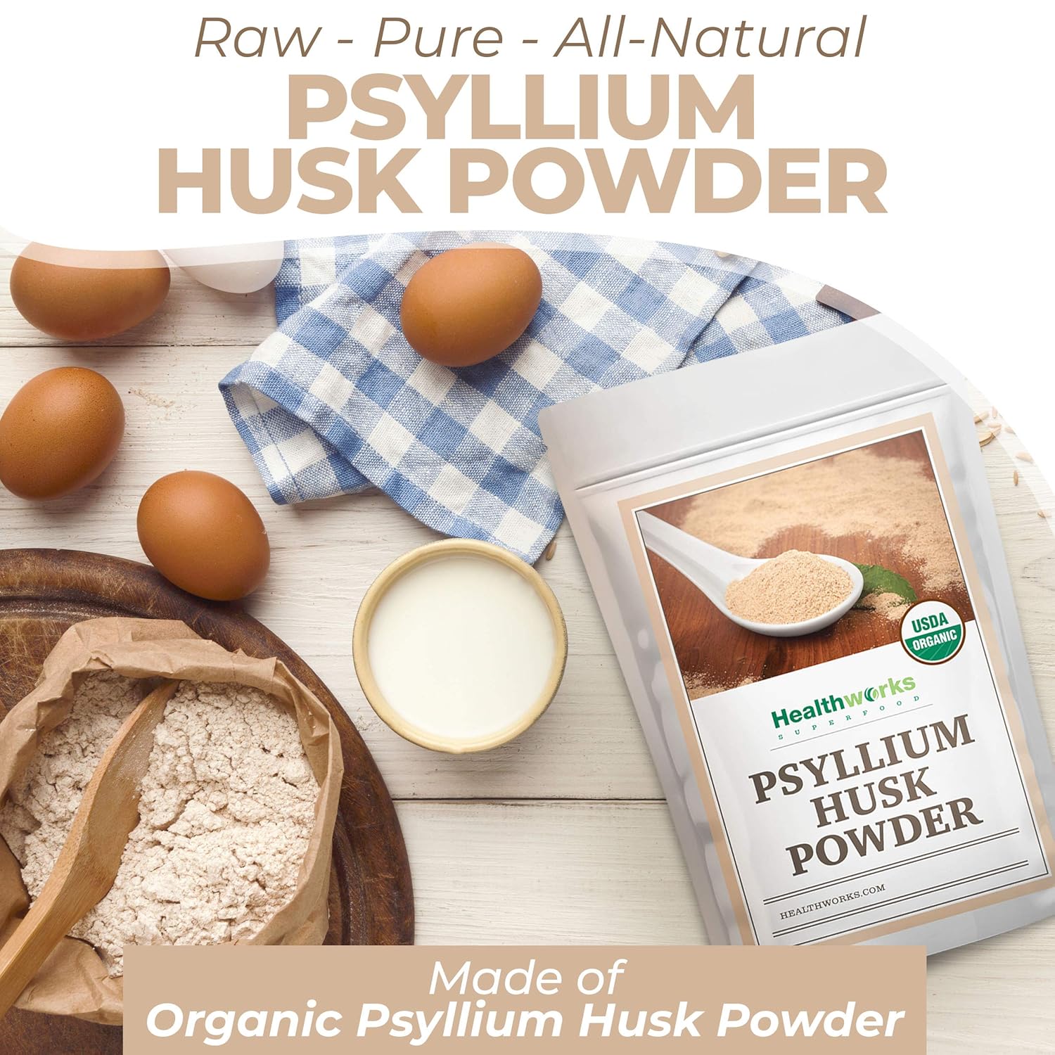 Healthworks Superfoods Organic Psyllium Husk Powder - 32 Oz / 2 Lbs - Raw - Certified Organic - Finely Ground Powder from India - Keto, Vegan & Non-GMO - Fiber Support - Image 3