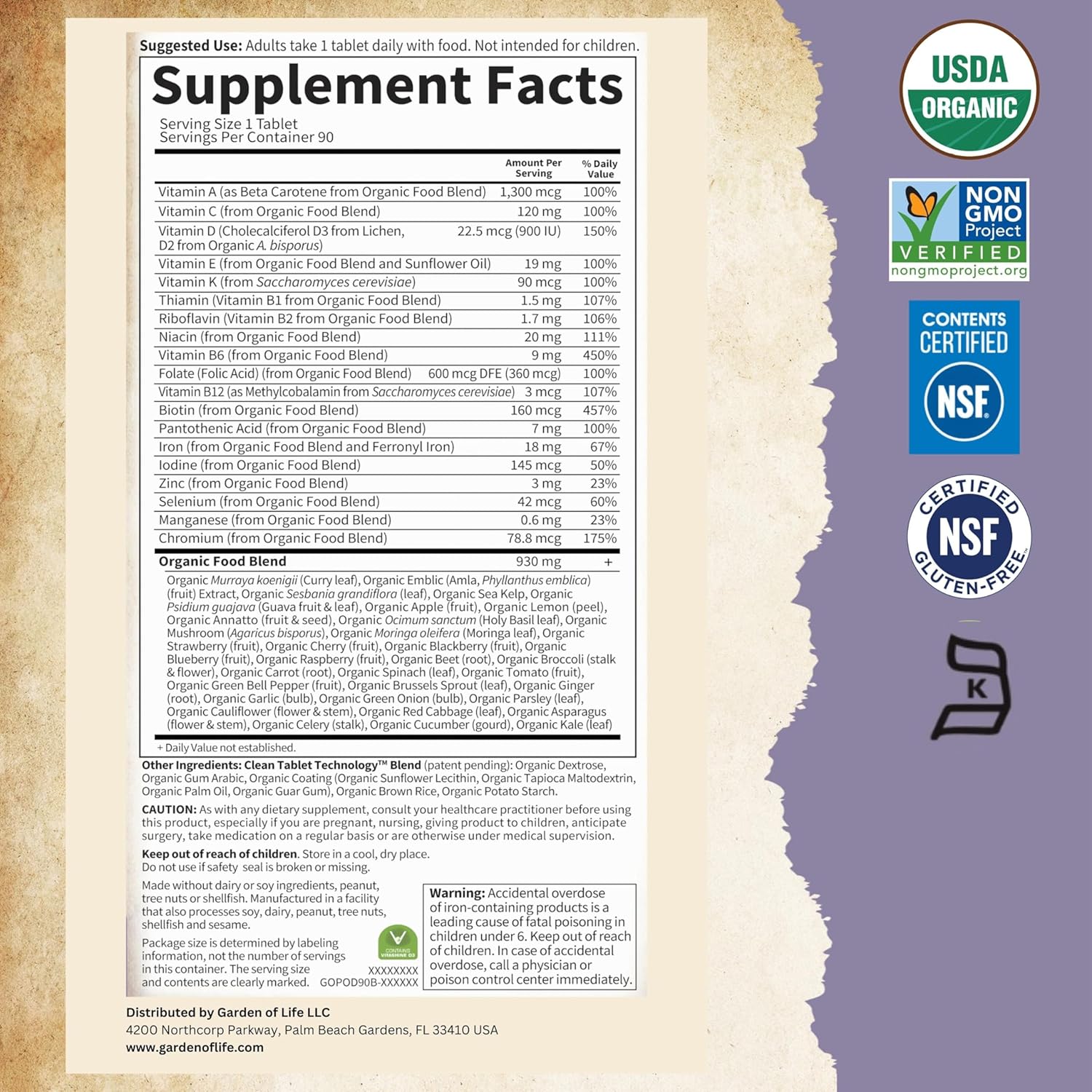 Garden of Life Prenatal Vitamins for Women, Organics Folate for Energy & Healthy Fetal Development, Non-constipating Iron, Vitamin C, B6, B12, D3, Non-GMO, Gluten-Free, Vegan, 90 Day Supply - Image 7