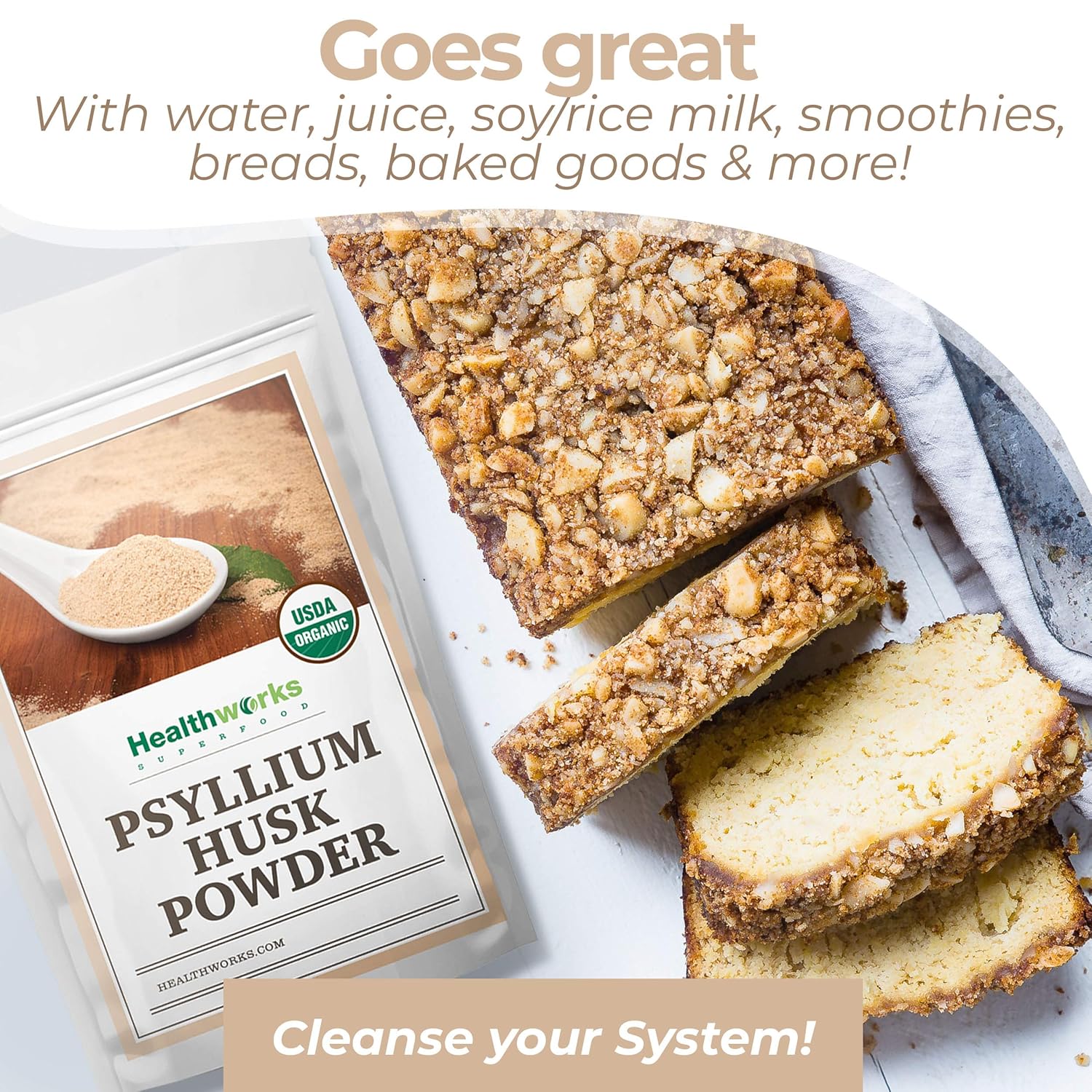 Healthworks Superfoods Organic Psyllium Husk Powder - 32 Oz / 2 Lbs - Raw - Certified Organic - Finely Ground Powder from India - Keto, Vegan & Non-GMO - Fiber Support - Image 4