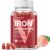 Vegan Iron Gummies Supplement – with Vitamin C, A, B-Complex, Folate, Zinc for Adults & Kids – Health Blood & Energy Support for Iron Deficiency, Anemia, No After Taste – Peach Flavor (90 Ct)