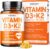 Vitamin D3 K2 Supplement (180 Softgels) Vitamin D3 K2 5000iu/100mcg – Supplement with D & K – Support Bone and Immune Health for Adult – Vegan, NON GMO, Third Party Tested – Made in USA -180 Count